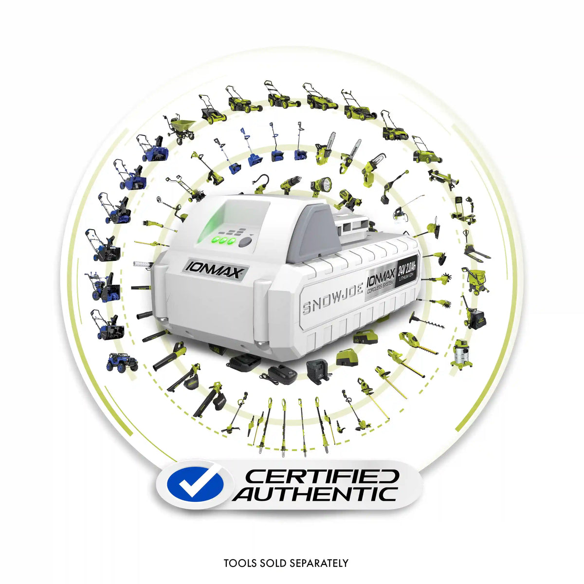 Snow Joe CERTIFIED AUTHENTIC IONMAX 24-Volt* 2.0-Ah Lithium-ION Battery | Universal JOE Brands (Sun Joe, Auto Joe, Snow Joe, Power Joe) IONMAX Devices | Battery Management System | 3-Stage LED Display
