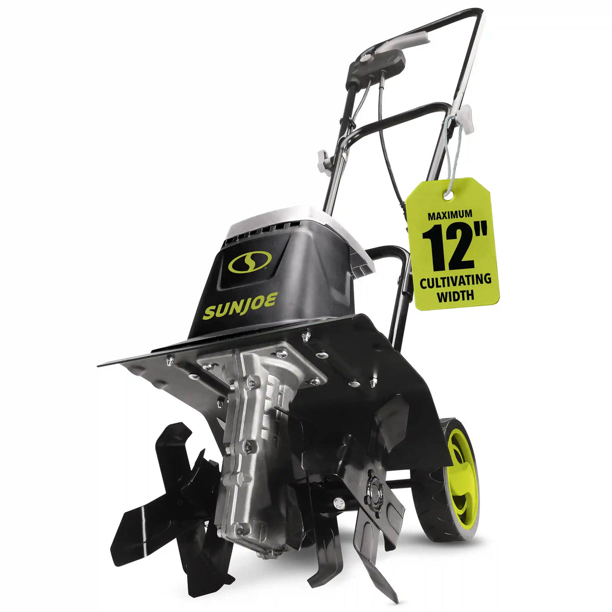 Sun Joe Electric Garden Tiller + Cultivator | 12-inch | 8-Amp | 3-Position Height Adjustment