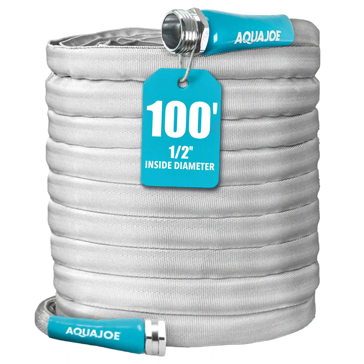 Aqua Joe Xtreme Fiberjacket Garden Hose | 100-Foot x 1/2-Inch Diameter | Kink-Free | Metal Fittings