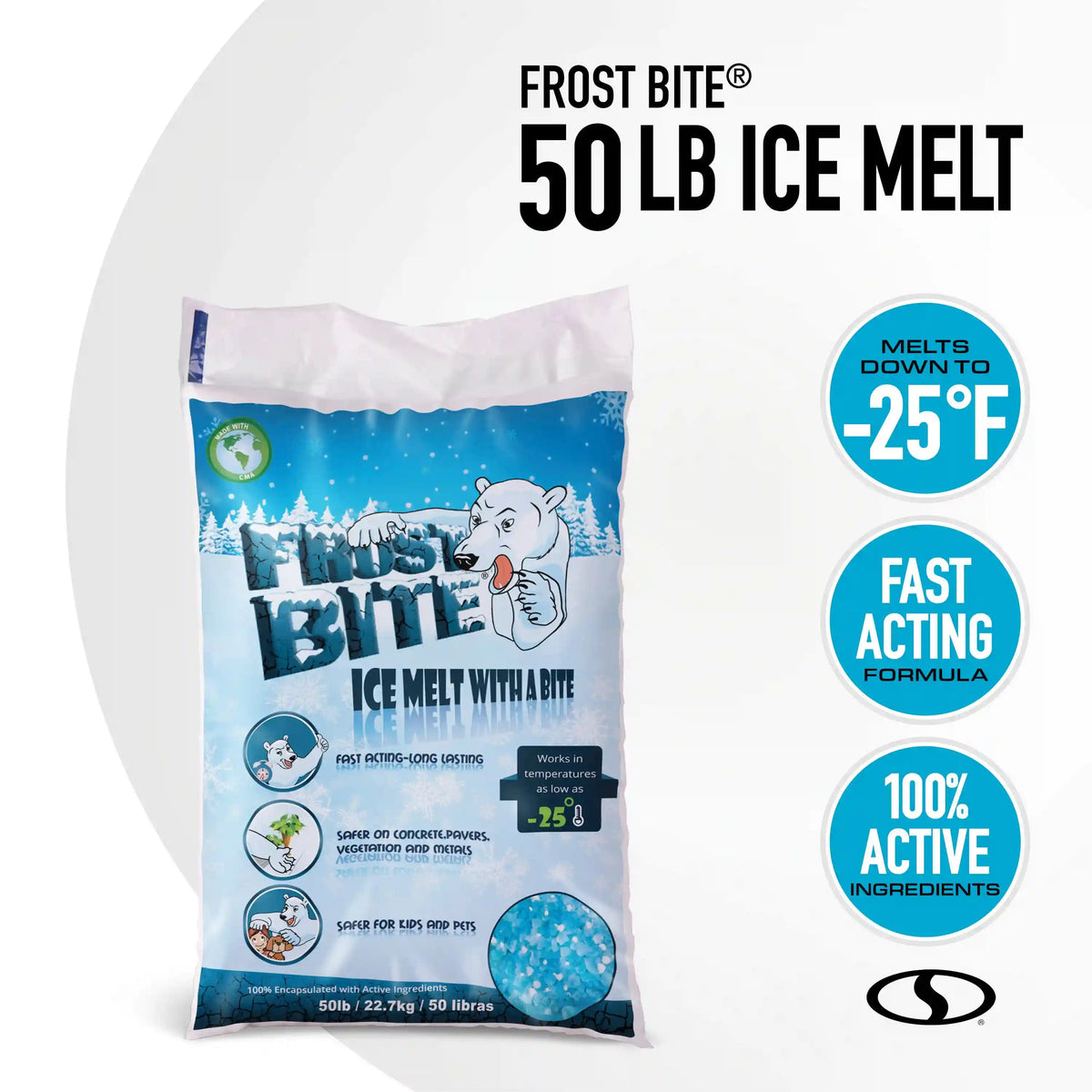 Snow Joe Frost Bite Ice and Snow Melt + Deicer | 50 Lb. Bag | Works to -25°F