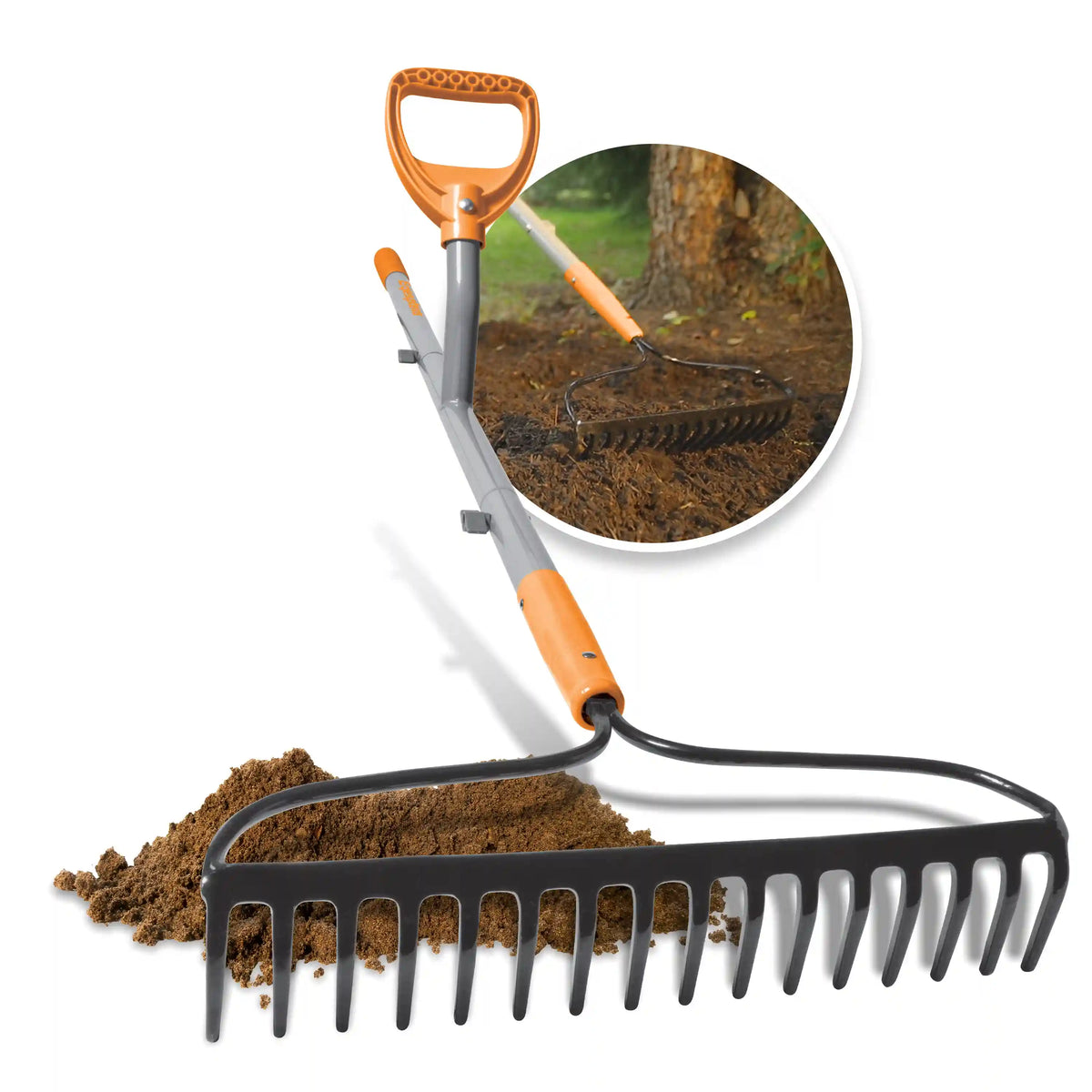 Ergie Systems Steel Shaft Strain Reducing Bow Rake | 55-Inch | 16-Tine