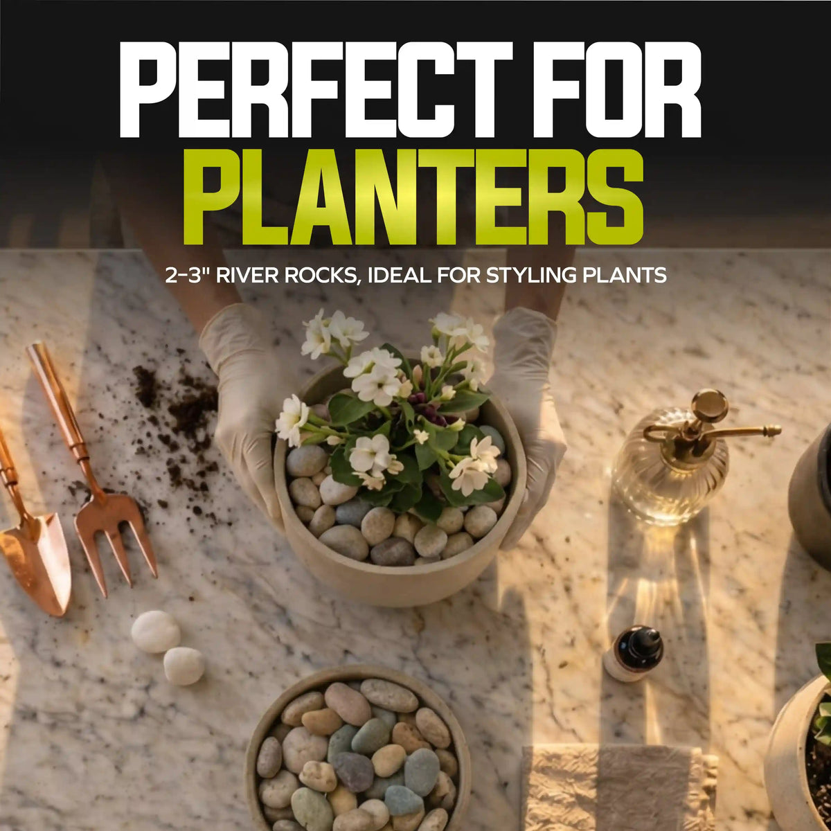 Sun Joe Natural Mixed Decorative River Rocks | 2-3 In. Stone Size | 25-Lb. Bag