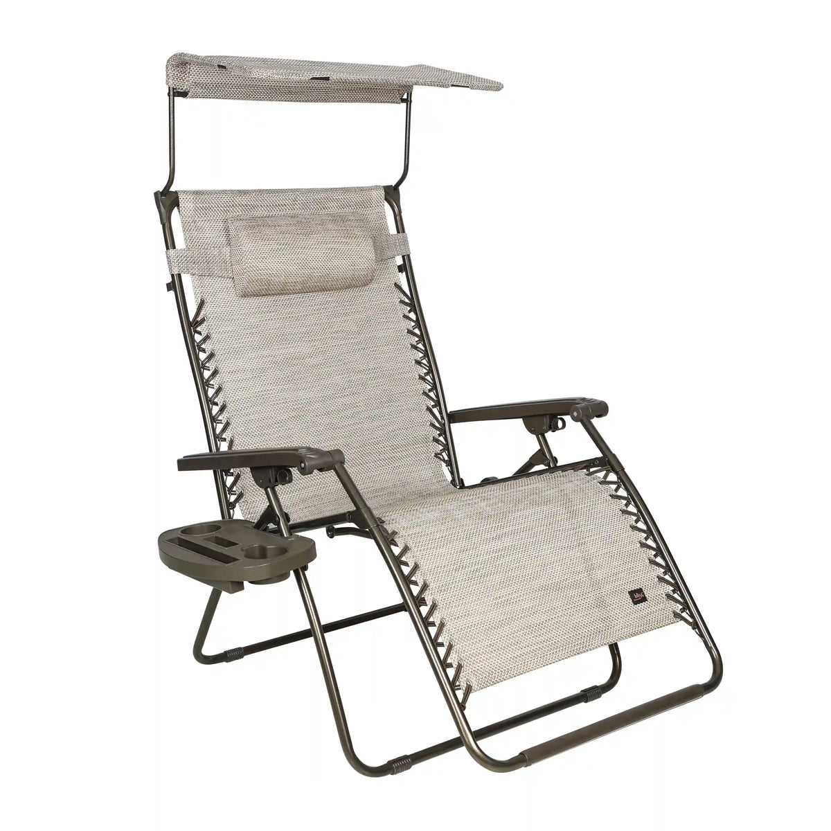 Bliss Hammocks Gravity Free Chair w/ Canopy, Drink Tray, & Pillow | 33-in. Wide XXL | Weather & Rust Resistant | 360 Lb. Capacity | Sand