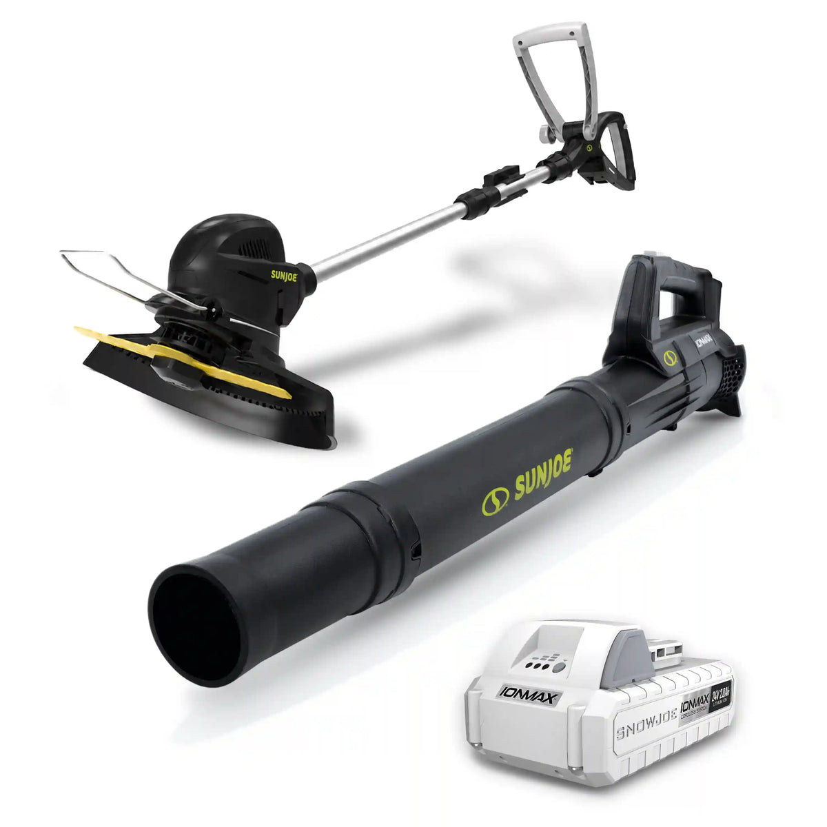 Sun Joe 24-Volt* IONMAX Cordless Leaf Blower + Grass Trimmer Bundle | 100-MPH Air Speed | 10-inch Trimmer | W/ 2.0-Ah Battery + Charger