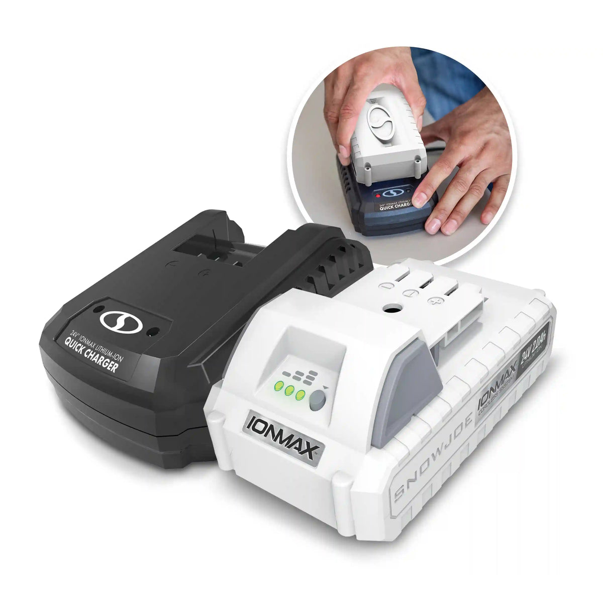Snow Joe + Sun Joe CERTIFIED AUTHENTIC 24-Volt* IONMAX Starter Kit | W/ 2.0-Ah Battery + Quick Charger