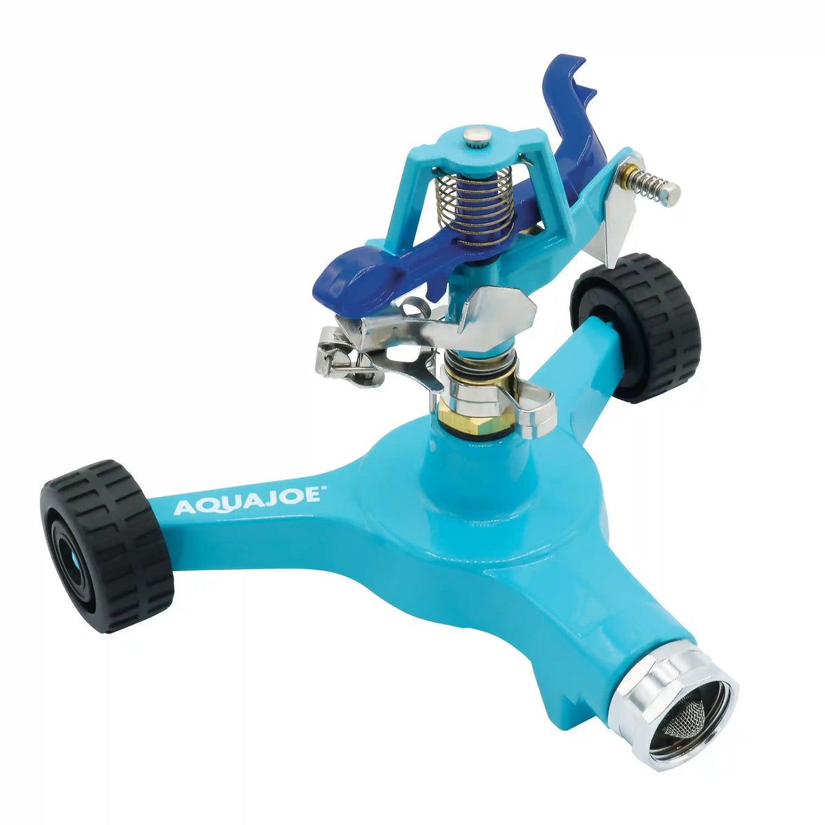 Aqua Joe Indestructible Zinc Impulse 360° Sprinkler | Customizable Coverage | 6'' Wheel Base | 1390 sq ft Max Coverage