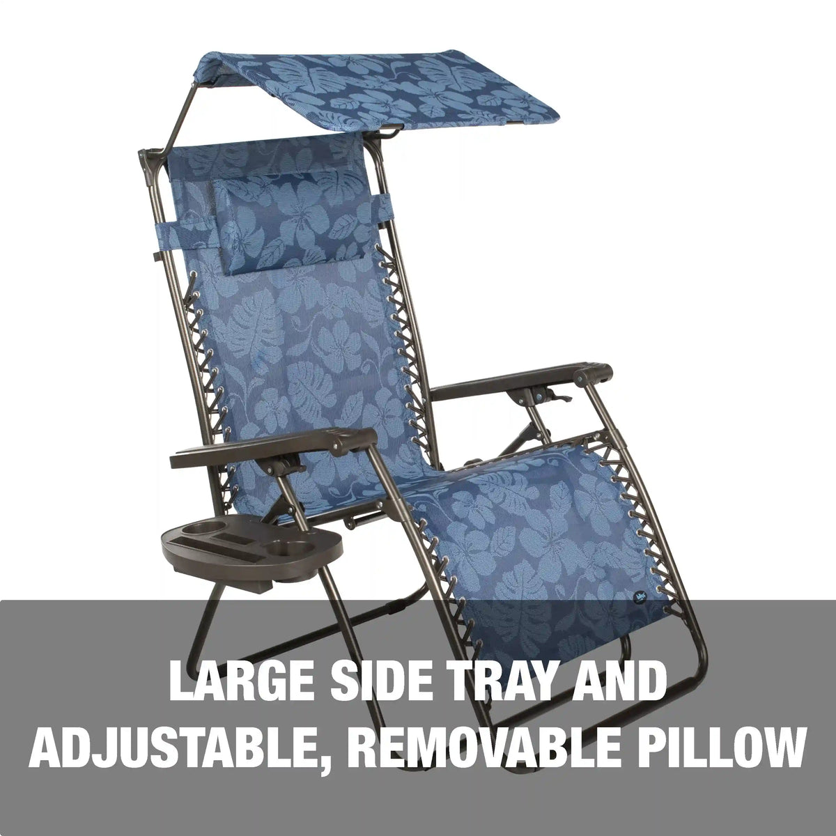 Bliss Hammocks Gravity Free Chair w/ Canopy , Drink Tray, & Pillow | 30-in. Wide XL | Weather & Rust Resistant | 360 Lb. Capacity