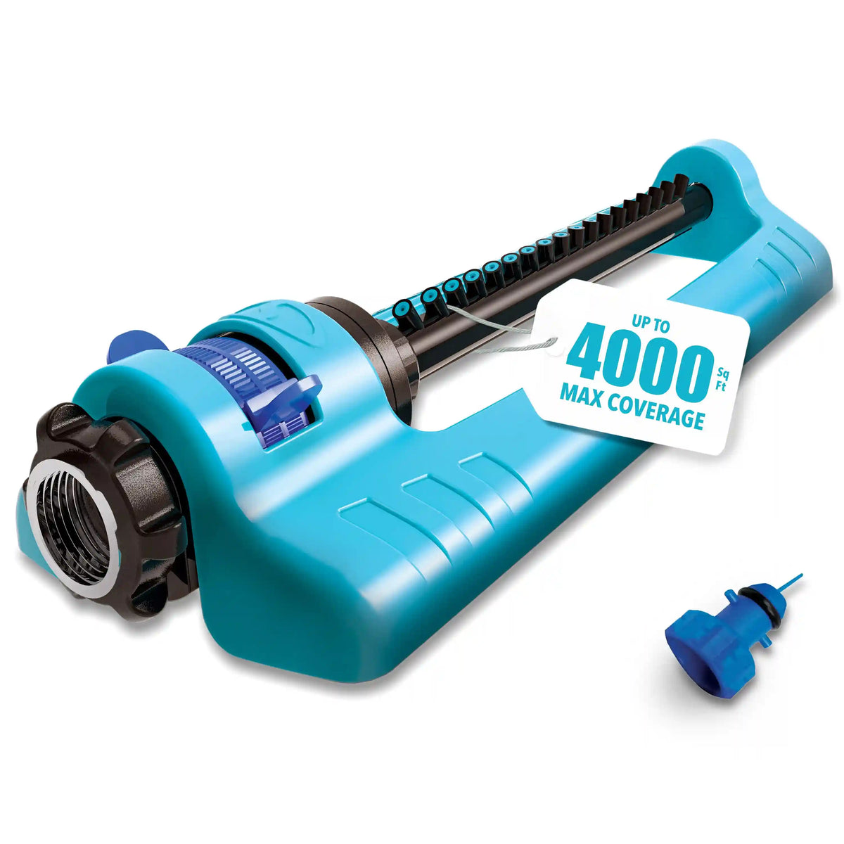 Aqua Joe Indestructible Metal Base Oscillating Sprinkler with Adjustable Spray | 4000 sq ft Max Coverage