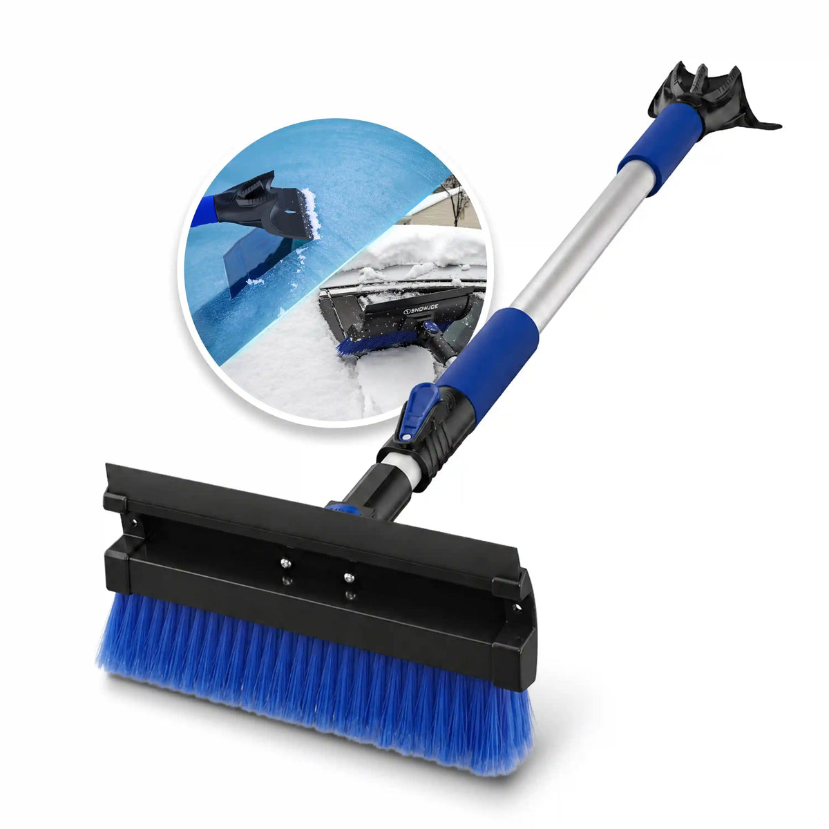 Snow Joe Lock Extendable Snow Broom | Aluminum Pole | 180° Pivoting Head | 60-Inch