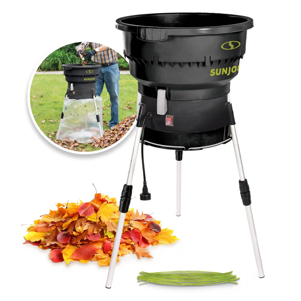 Sun Joe Electric Leaf Mulcher + Shredder | 16:1 Reduction | 13 Amp | 8,000 RPM | Mulches Up To 55 Gallons of Leaves Per Minute
