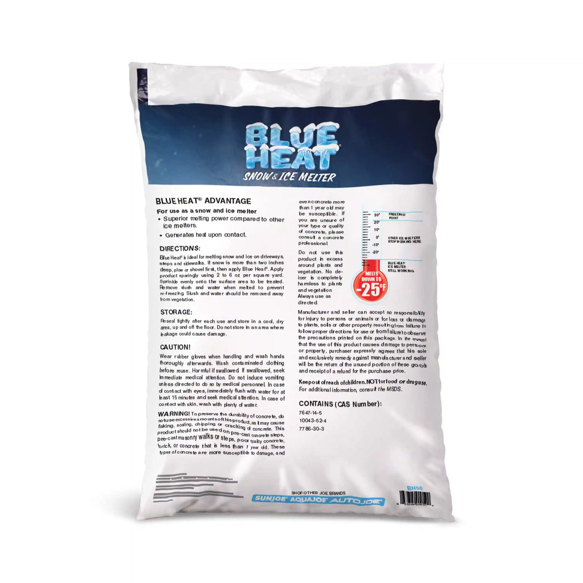 Blue Heat Calcium Blend Ice and Snow Melt + Deicer W/ Heat Generating Pellets | 50 Lb. Bag | Works to -25°F