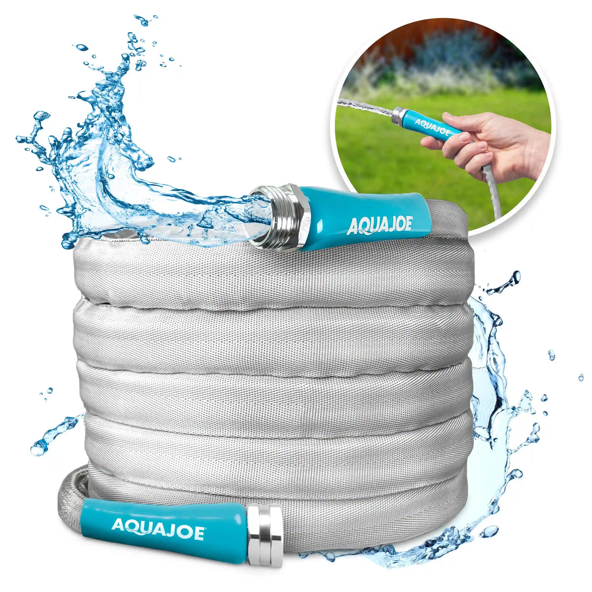 Aqua Joe Xtreme Ultra Flexible Non-Expanding Kink-Resistant FiberJacket Garden Hose | 25-Foot | 5/8-Inch Diameter
