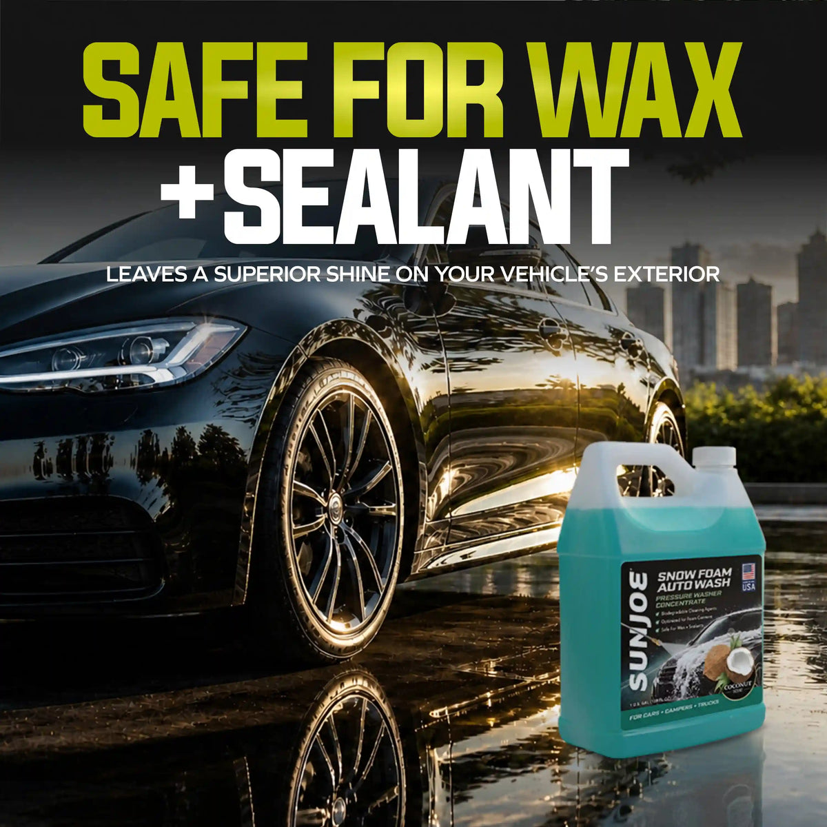Sun Joe Premium Snow Foam Car Wash Soap and Cleaner | 1-Gal. | Coconut Scent